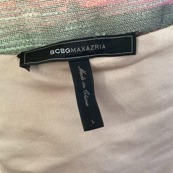 BCBGMaxAzria “Donna” ASOTV Mackenzie Morrison Rainbow Stripe Mesh Top Dress L - Picture 9 of 12